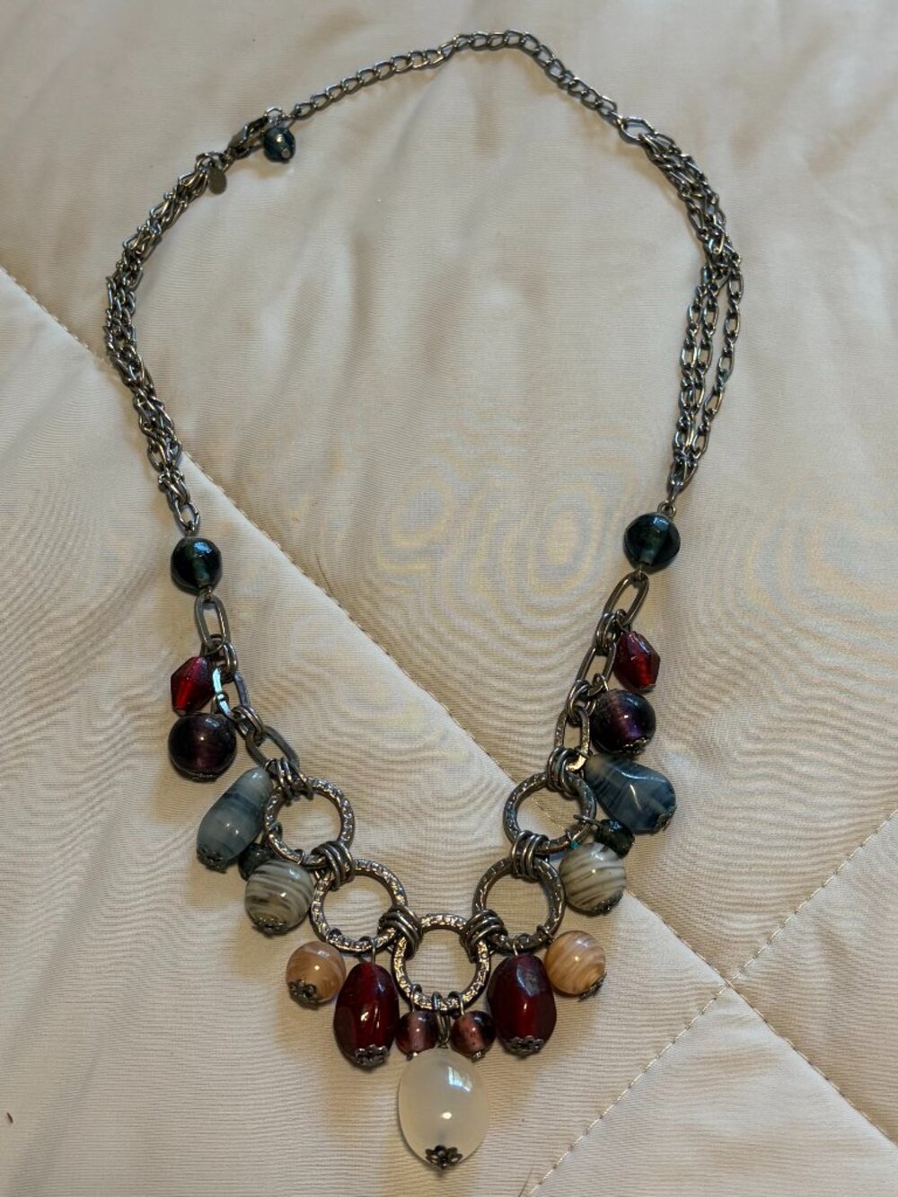 Chunky, multi-colored, beaded necklace